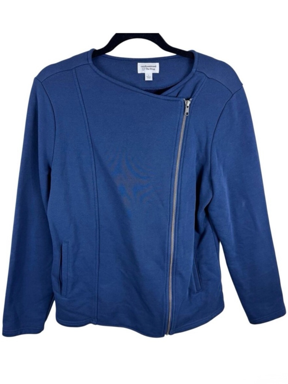 Caralyn Mirand The Drop Navy Blue Off‎ Sides Full Zip Crew Neck Sweatshirt Large
